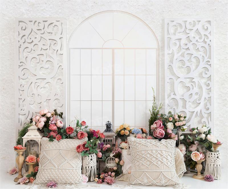 Kate Spring Floral Boho Window Pillows Backdrop for Photography