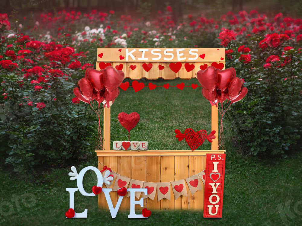 Kate Valentine's Day Outdoor Rose Store Love Balloons Backdrop for Photography