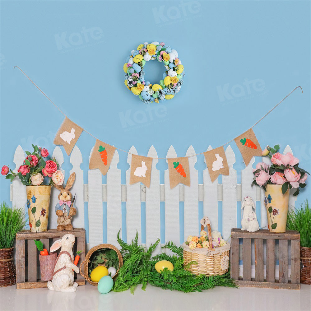 Kate Easter Bunny Eggs Garden Backdrop for Photography