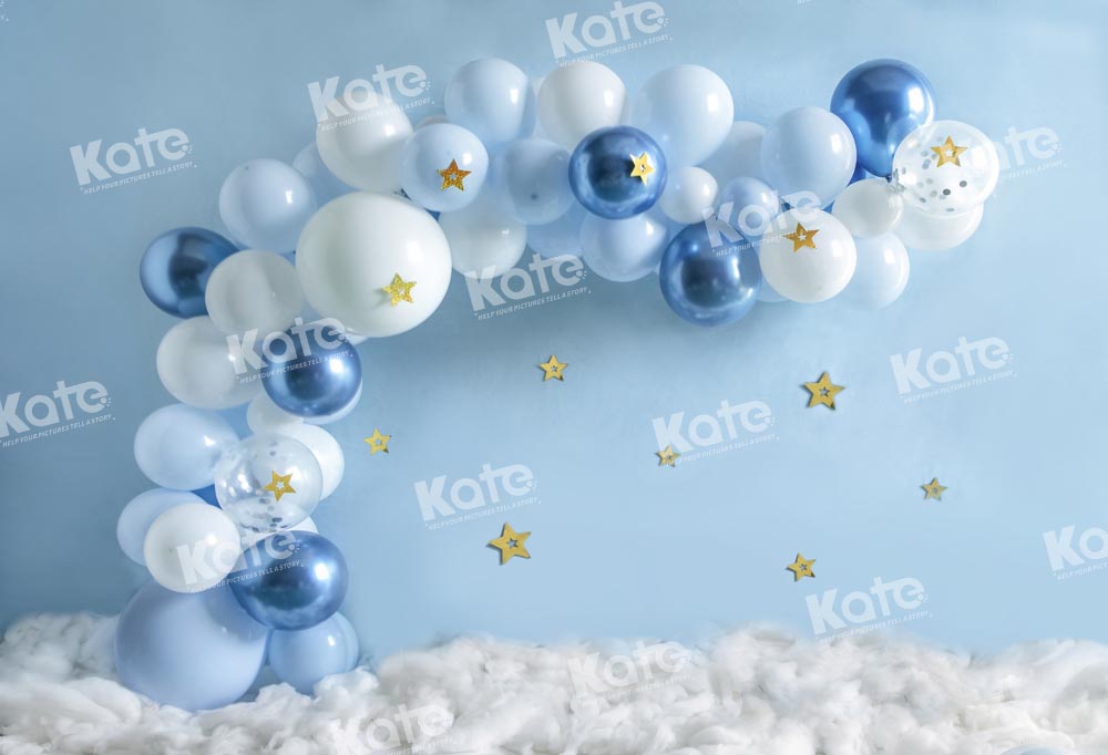 Kate Blue Balloons Birthday Party Backdrop Designed by Emetselch