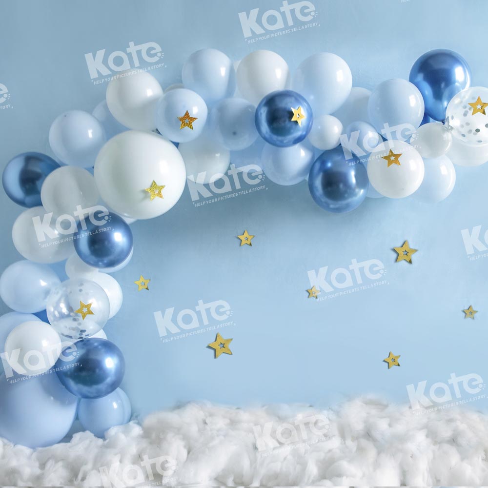 Kate Blue Balloons Birthday Party Backdrop Designed by Emetselch
