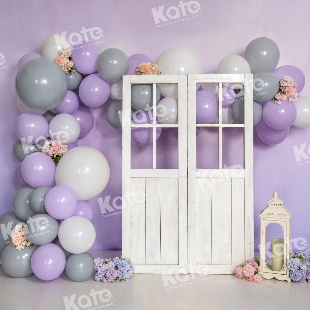 Kate Purple Balloons Door Birthday Backdrop Designed by Emetselch