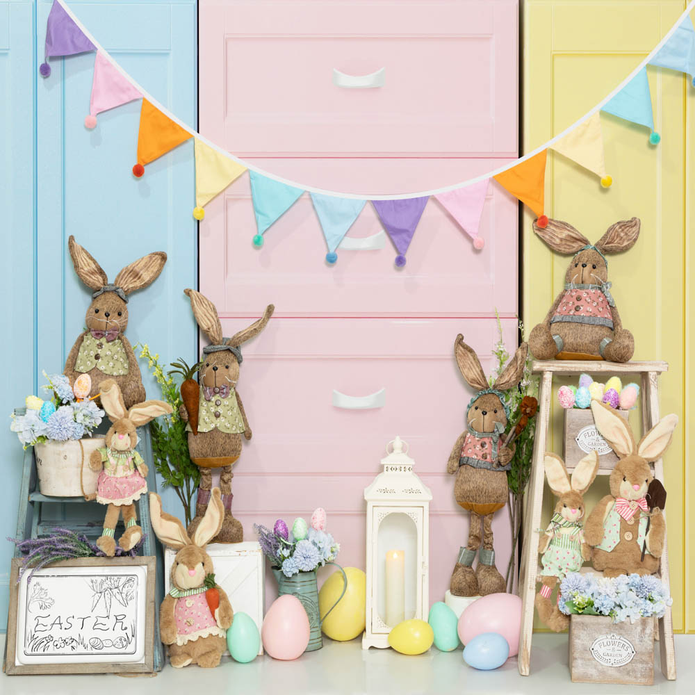 Kate Easter Bunny Colorful Cabinet Drawer Backdrop Designed by Emetselch