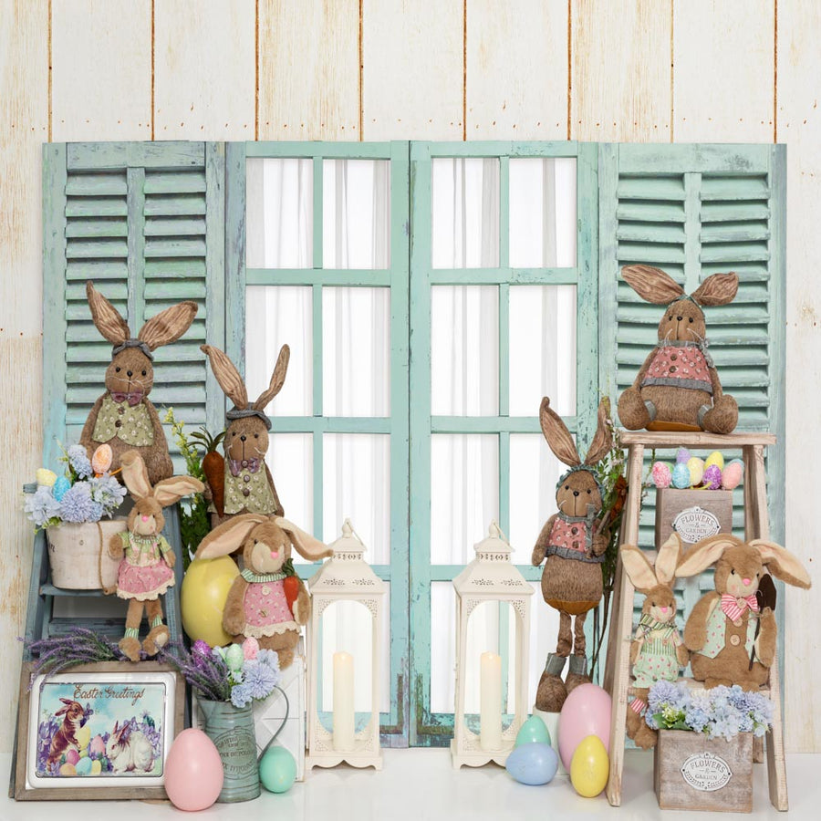 Rustic Easter Bunny Window Backdrop