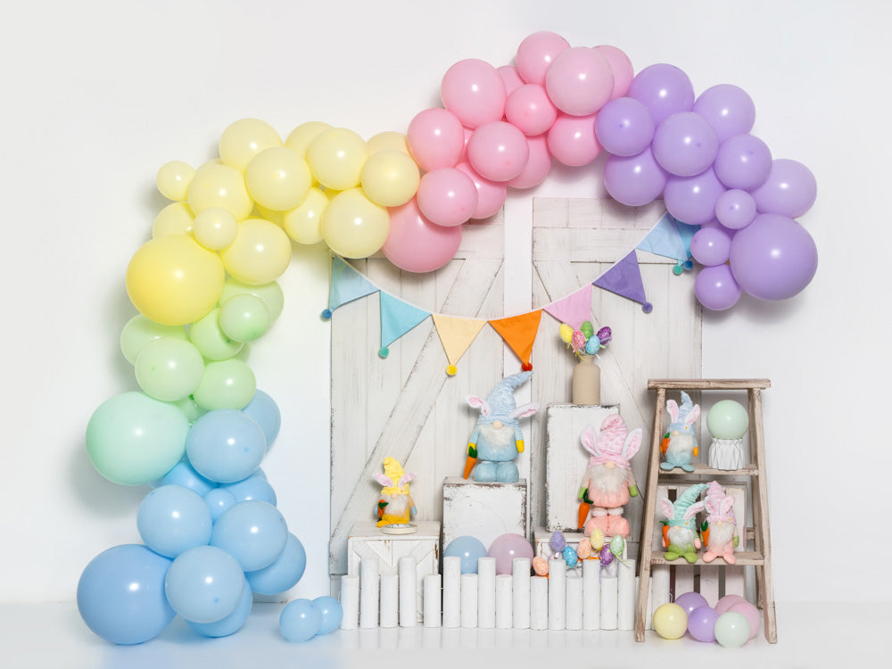 Kate Easter Colorful Balloons Door Backdrop Designed by Emetselch