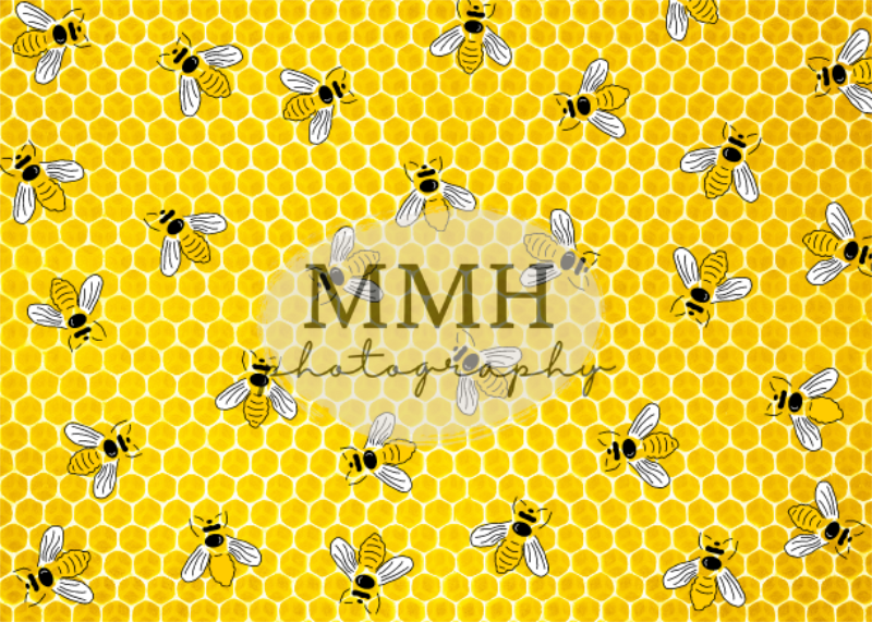 Kate BEE-Day -Yellow Bee Pattern Backdrop Designed by Melissa McCraw-Hummer
