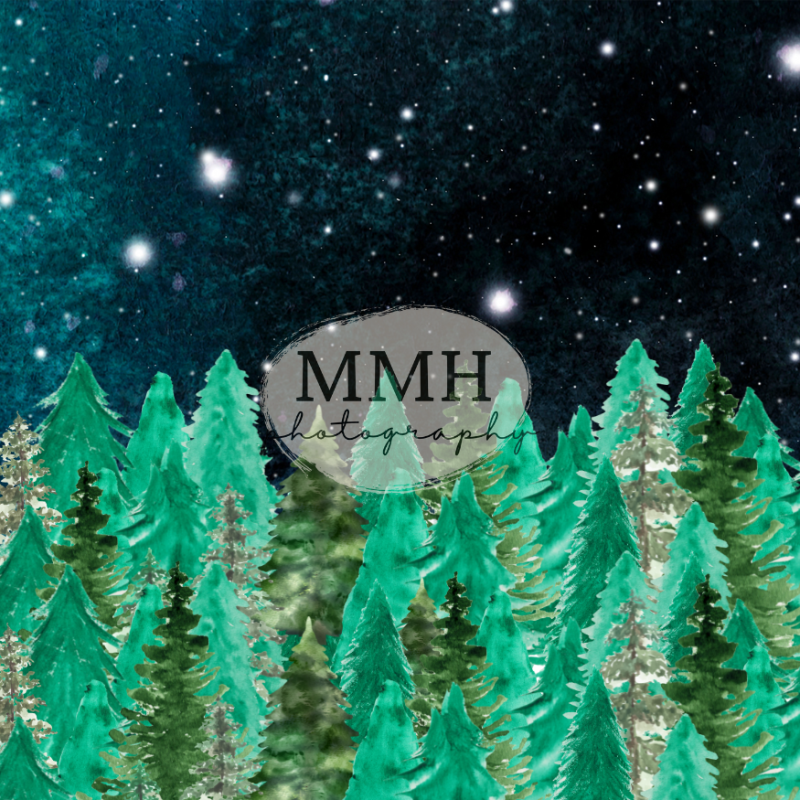 Kate Nighttime Tree Line Camping Outdoors Backdrop Designed by Melissa McCraw-Hummer