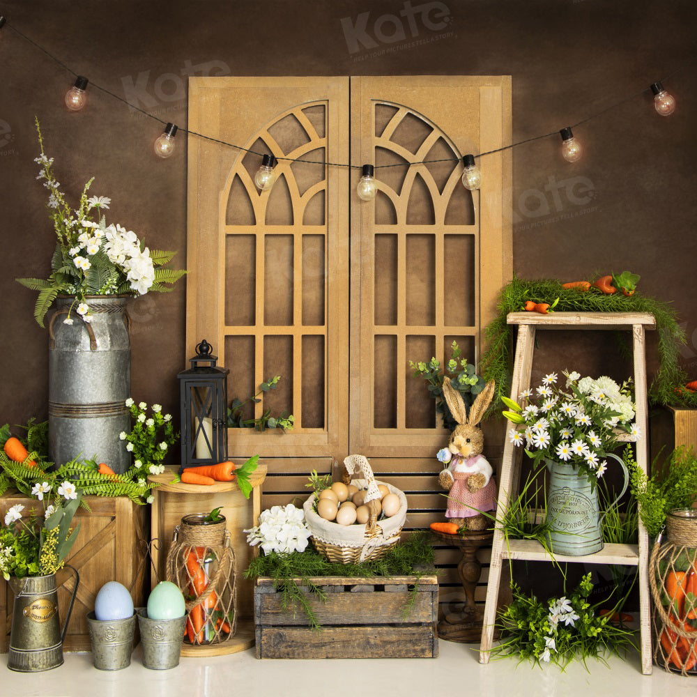 Kate Easter Bunny Brown Door Backdrop for Photography