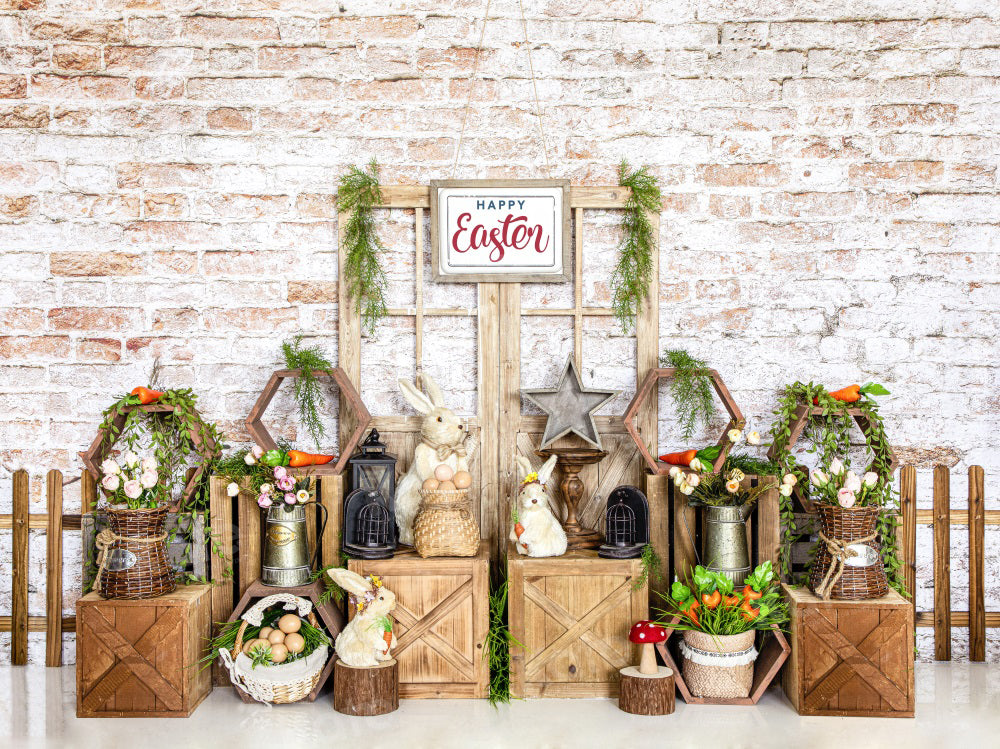 Paashaas Bakstenen Muur Achtergrond voor Fotografie