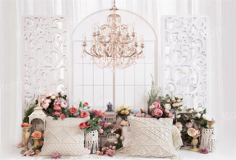 Kate Boho Spring Pillows Chandelier Backdrop for Photography