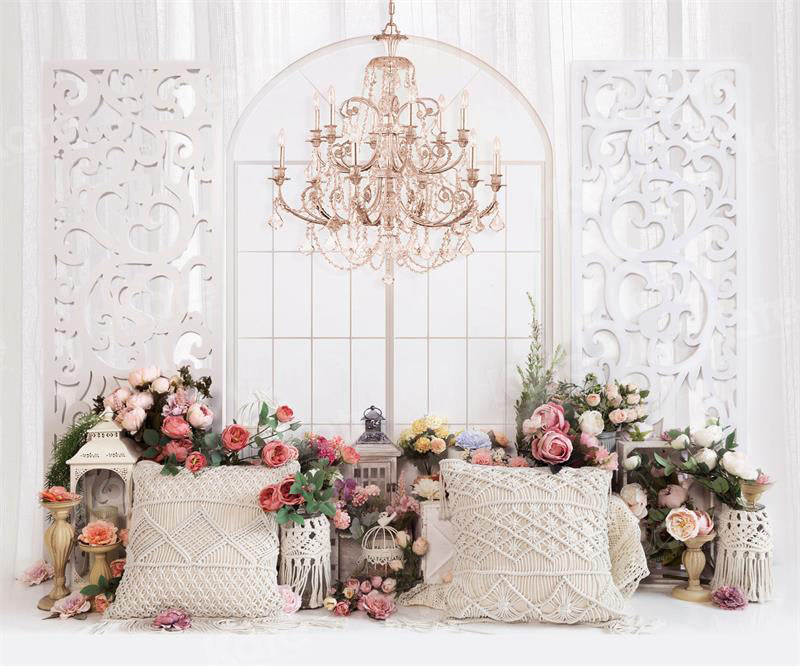 Kate Boho Spring Pillows Chandelier Backdrop for Photography