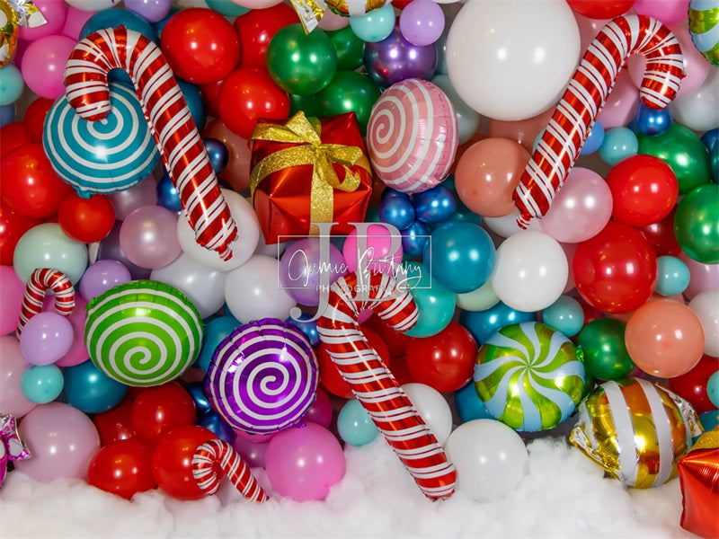 JB Photography Kerstballonnenmuurachtergrond ontworpen door JB Fotografie