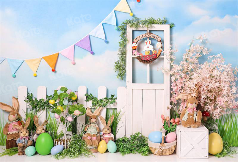 Kate Easter Bunny Garden Backdrop for Photography