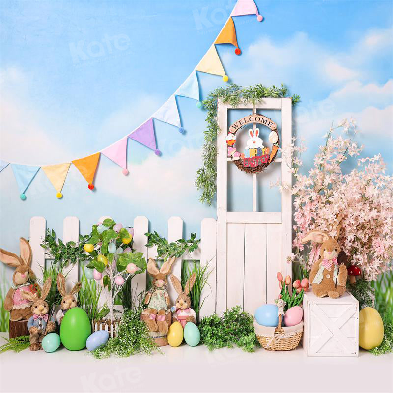 Kate Easter Bunny Garden Backdrop for Photography
