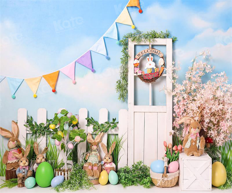 Kate Easter Bunny Garden Backdrop for Photography