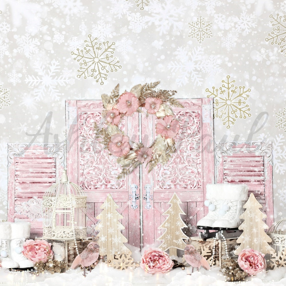 Kate Shabby Pink Winter Backdrop Designed by Ashley Paul