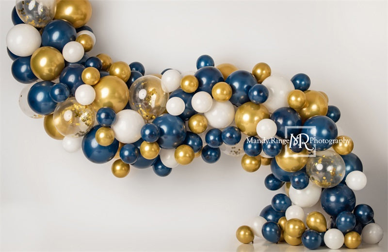 Kate Navy and Gold Balloon Garland Backdrop Designed by Mandy Ringe Photography