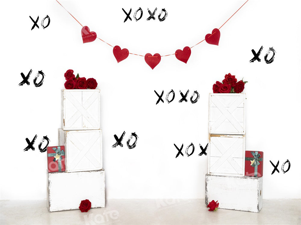 Kate Valentine's Day XO White Box Backdrop for Photography
