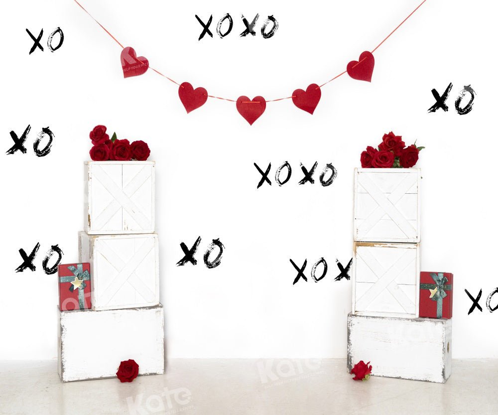 Kate Valentine's Day XO White Box Backdrop for Photography
