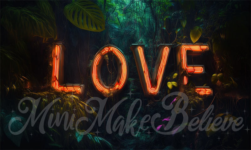 Kate Valentine Jungle Neon Light Love Letters Backdrop Designed by Mini MakeBelieve