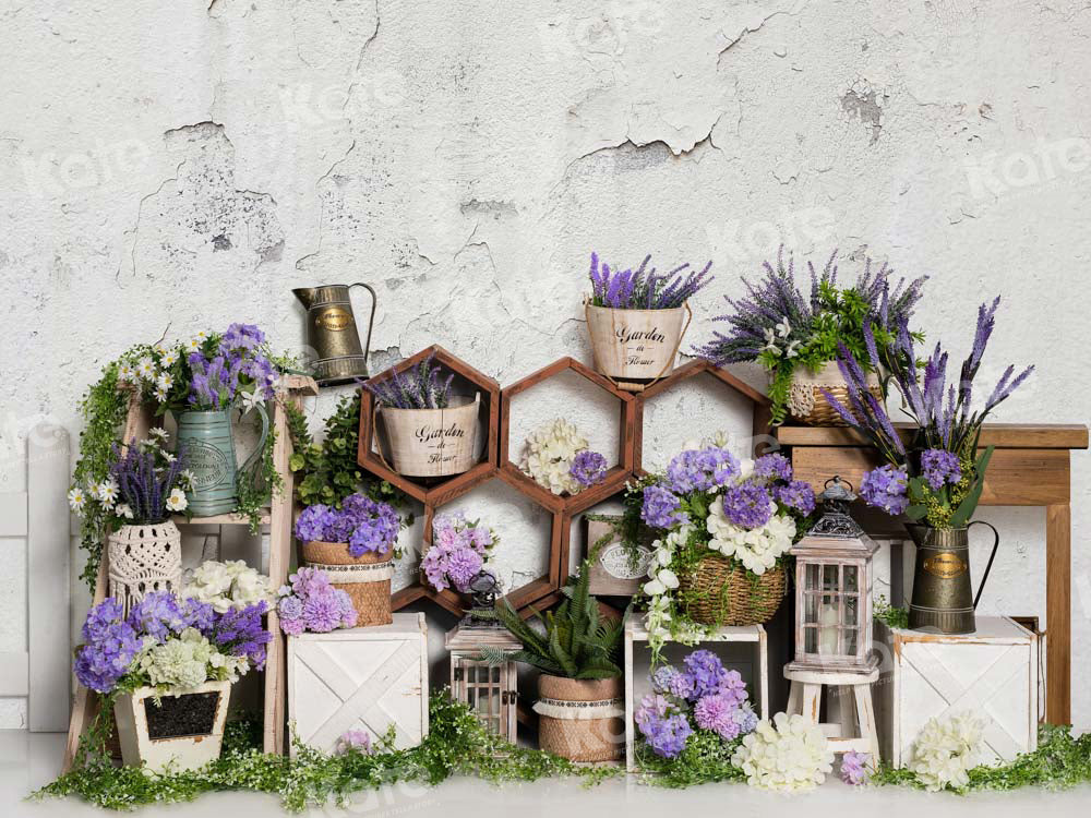 Kate Spring Lavender Old Wall Backdrop Designed by Emetselch