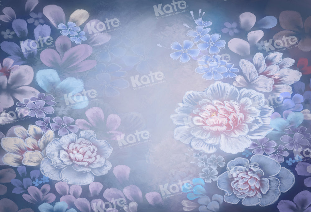 Kate Fine Art Floral Blue Backdrop Designed by GQ