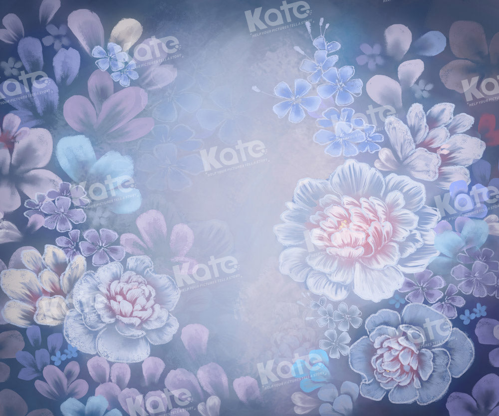 Kate Fine Art Floral Blue Backdrop Designed by GQ