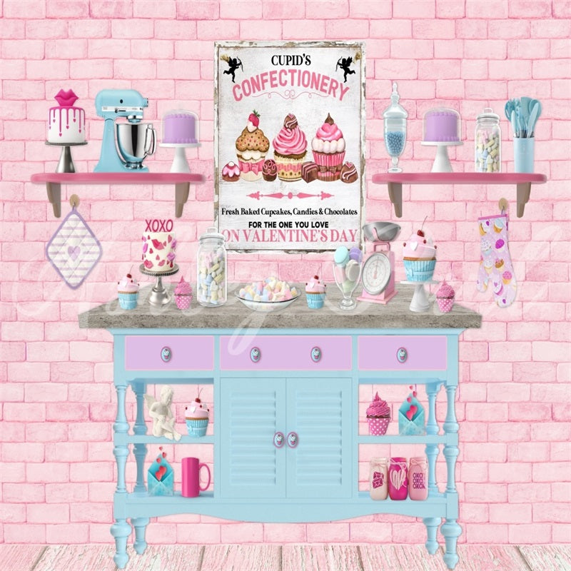 Ashley Paul ontwerpt Valentijns Bakkerijachtergrond voor Cupido's Bakery