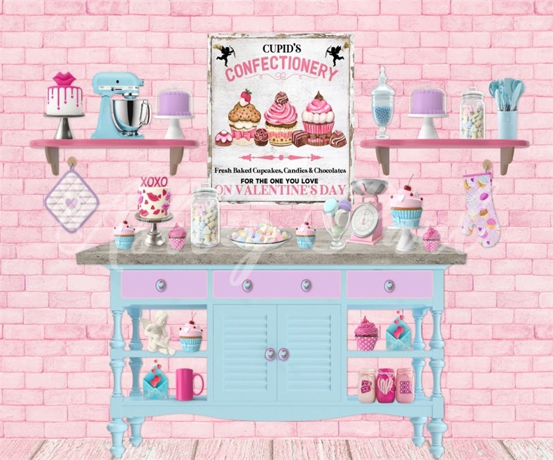 Ashley Paul ontwerpt Valentijns Bakkerijachtergrond voor Cupido's Bakery