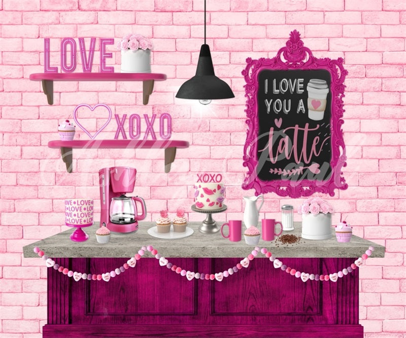 Kate Pink Valentines Cafe Backdrop Designed by Ashley Paul