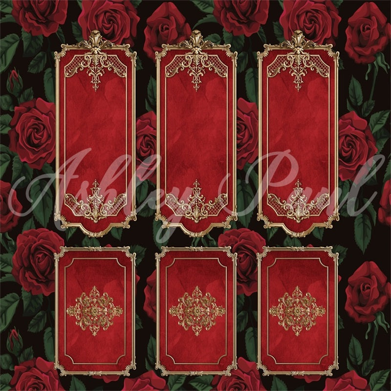 Kate Valentine's Day Roses Retro Wall Backdrop Designed by Ashley Paul