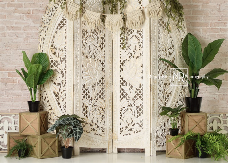 Kate Boho Screen with Plants and Greenery Backdrop Designed by Mandy Ringe Photography