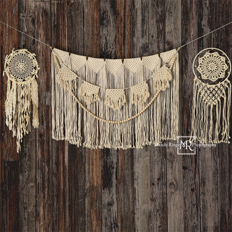 Kate Dark Wood with Macrame and Dreamcatchers Backdrop Designed by Mandy Ringe Photography