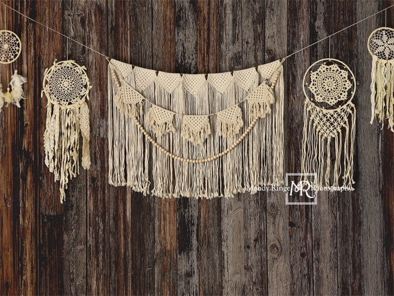 Kate Dark Wood with Macrame and Dreamcatchers Backdrop Designed by Mandy Ringe Photography