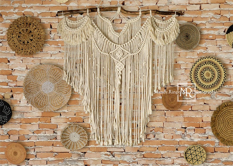 Kate Macrame Wall with Baskets Backdrop Designed by Mandy Ringe Photography