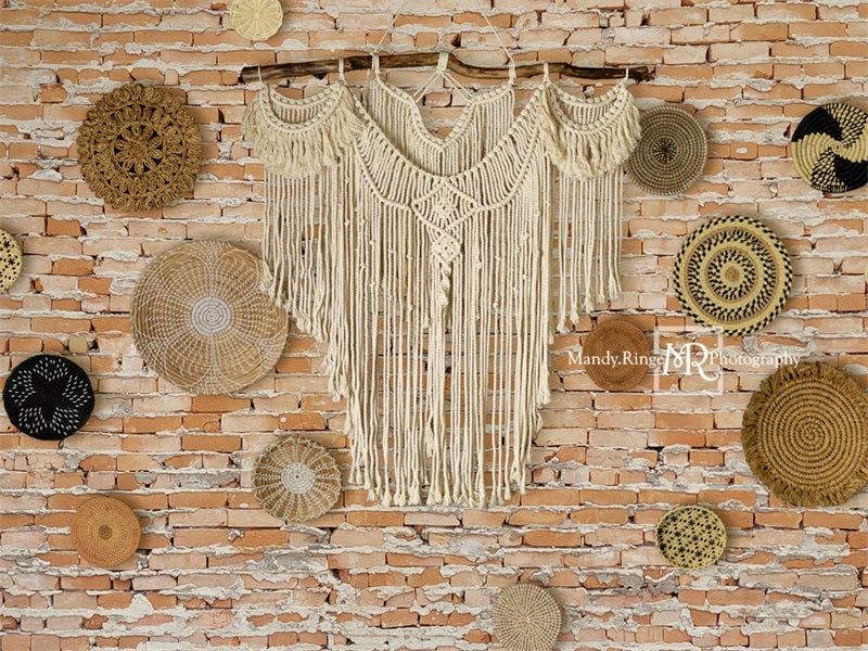 Kate Macrame Wall with Baskets Backdrop Designed by Mandy Ringe Photography