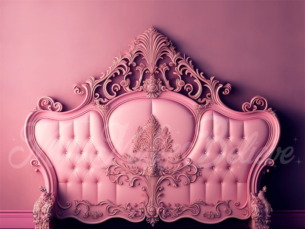 Kate Valentine Pink Ornate Boudoir Headboard Backdrop Designed by Mini MakeBelieve