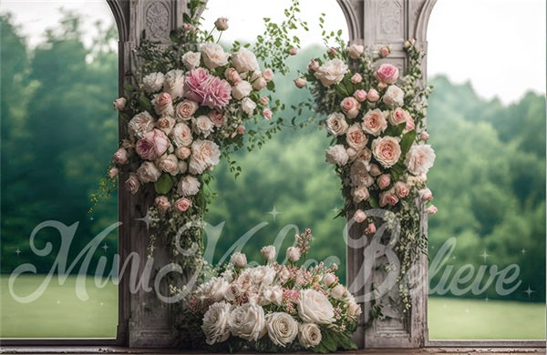 Kate Painted Outdoor Wedding Mothers Day Panels with Roses Backdrop Designed by Mini MakeBelieve