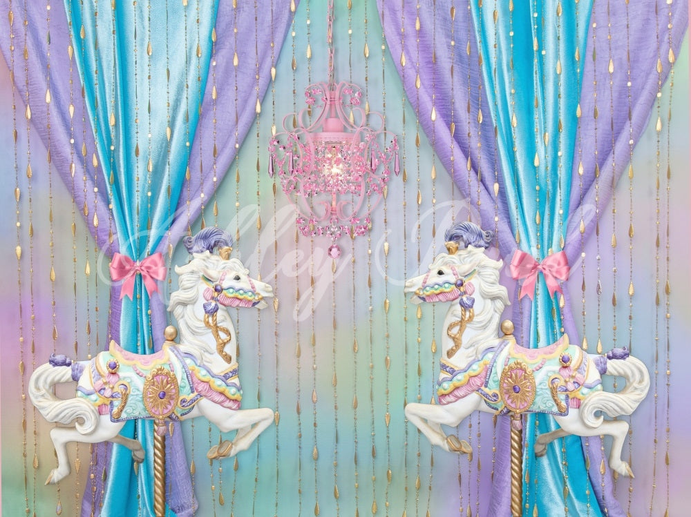 Kate Carousel Girl Birthday Backdrop Designed by Ashley Paul
