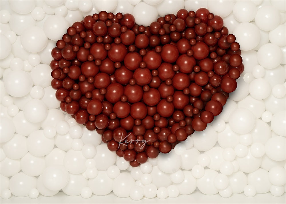 Kate Valentine Red Heart Balloon Wall Backdrop for Photography Designed by Kerry Anderson