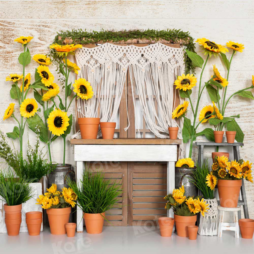 Kate Summer Boho Sunflower Backdrop Designed by Emetselch
