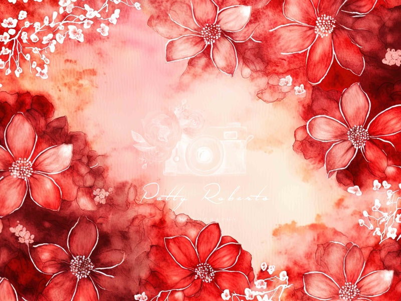 Kate Red Vintage Flower Backdrop Designed by Patty Robert