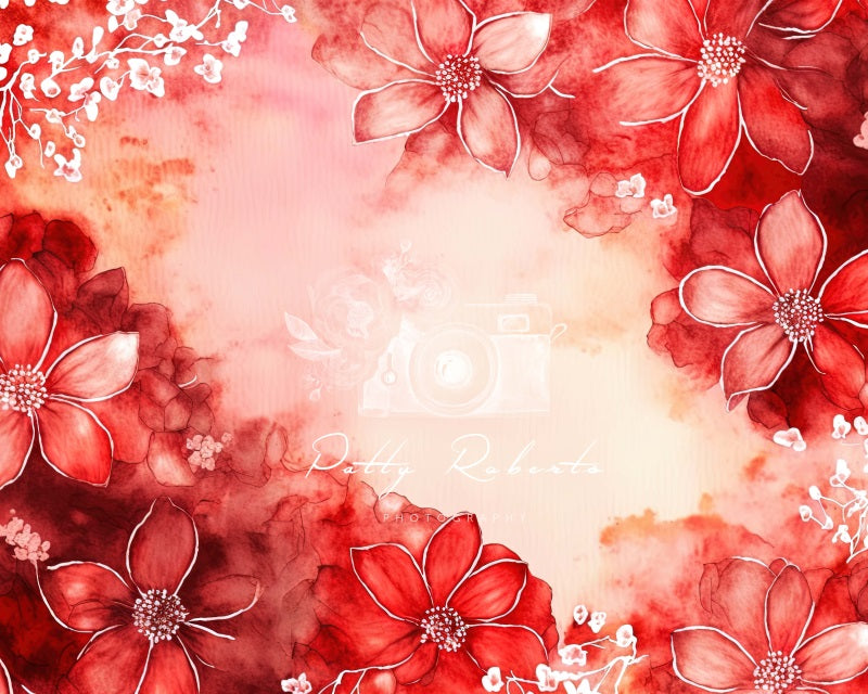 Kate Red Vintage Flower Backdrop Designed by Patty Robert