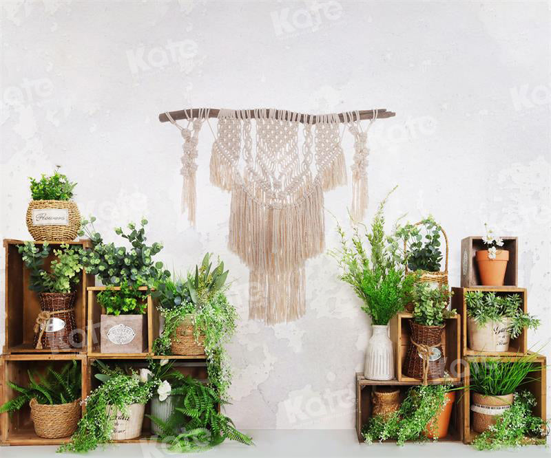 Kate Spring/Summer Boho Plants White Wall Backdrop for Photography