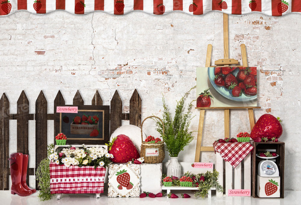 Kate Spring Strawberry Farm Shop Backdrop for Photography