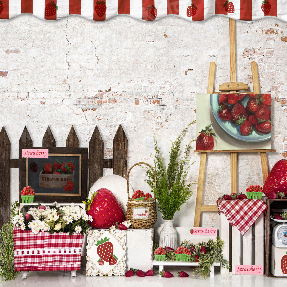 Kate Spring Strawberry Farm Shop Backdrop for Photography