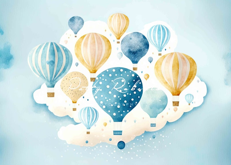 Kate Blue Hot Air Balloons Backdrop Designed by Patty Robert