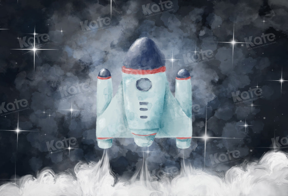 Kate Star Sky Cartoon Rocket Backdrop Designed by GQ