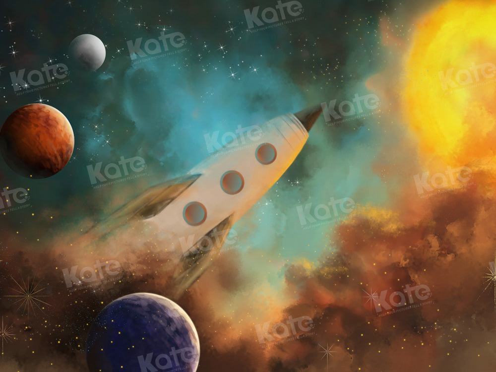 Kate Cartoon Rocket Space Backdrop Designed by GQ