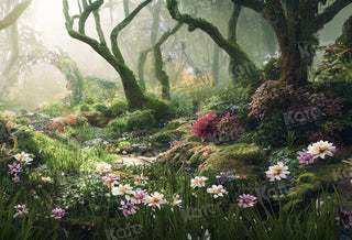 Magic Forest Fantasy Jungle Flower Grass Backdrop Progettato da Chain Photography
